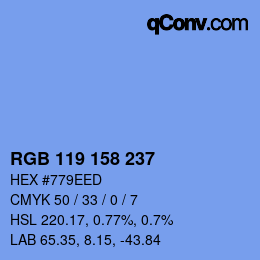 Color code: RGB 119 158 237 | qconv.com