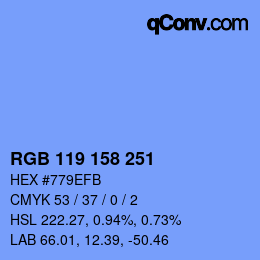 Color code: RGB 119 158 251 | qconv.com