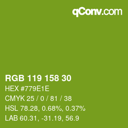 カラーコード: RGB 119 158 30 | qconv.com