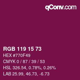 Color code: RGB 119 15 73 | qconv.com