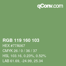 Color code: RGB 119 160 103 | qconv.com