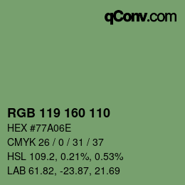 Color code: RGB 119 160 110 | qconv.com