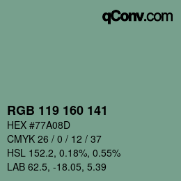 Color code: RGB 119 160 141 | qconv.com