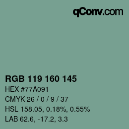 Color code: RGB 119 160 145 | qconv.com