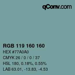 Color code: RGB 119 160 160 | qconv.com