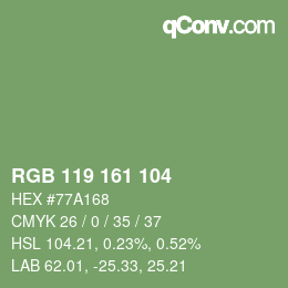 Farbcode: RGB 119 161 104 | qconv.com