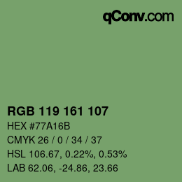 Color code: RGB 119 161 107 | qconv.com