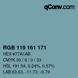 Color code: RGB 119 161 171 | qconv.com