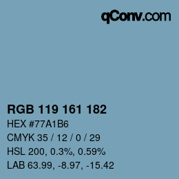 颜色代码: RGB 119 161 182 | qconv.com