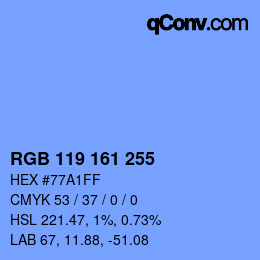 Color code: RGB 119 161 255 | qconv.com