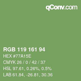 Farbcode: RGB 119 161 94 | qconv.com