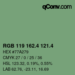 カラーコード: RGB 119 162.4 121.4 | qconv.com