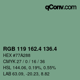 カラーコード: RGB 119 162.4 136.4 | qconv.com