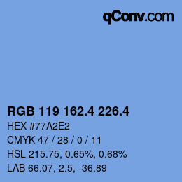 カラーコード: RGB 119 162.4 226.4 | qconv.com