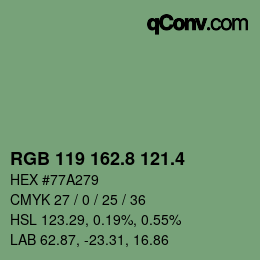 カラーコード: RGB 119 162.8 121.4 | qconv.com