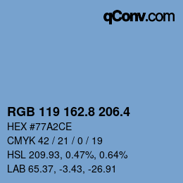 カラーコード: RGB 119 162.8 206.4 | qconv.com