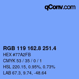 カラーコード: RGB 119 162.8 251.4 | qconv.com