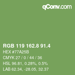 カラーコード: RGB 119 162.8 91.4 | qconv.com