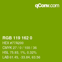 Color code: RGB 119 162 0 | qconv.com