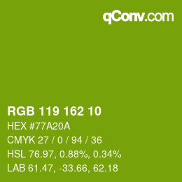 Color code: RGB 119 162 10 | qconv.com