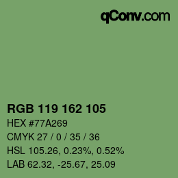 Farbcode: RGB 119 162 105 | qconv.com