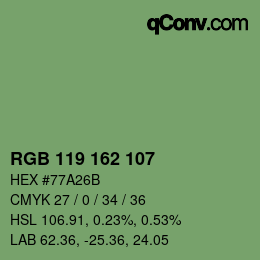 Color code: RGB 119 162 107 | qconv.com