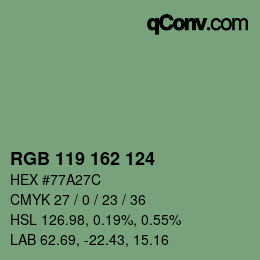 Color code: RGB 119 162 124 | qconv.com