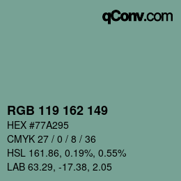 Color code: RGB 119 162 149 | qconv.com