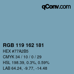 Color code: RGB 119 162 181 | qconv.com