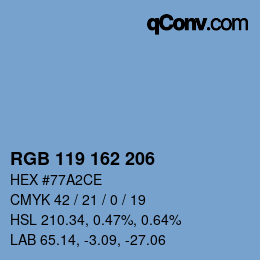 Color code: RGB 119 162 206 | qconv.com