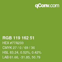 Color code: RGB 119 162 51 | qconv.com