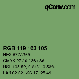 Color code: RGB 119 163 105 | qconv.com
