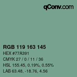 Color code: RGB 119 163 145 | qconv.com