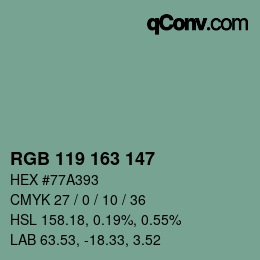 Color code: RGB 119 163 147 | qconv.com