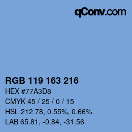 Color code: RGB 119 163 216 | qconv.com
