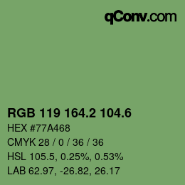 カラーコード: RGB 119 164.2 104.6 | qconv.com