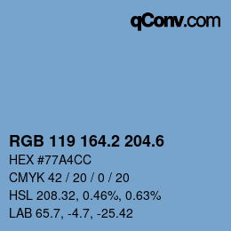 カラーコード: RGB 119 164.2 204.6 | qconv.com