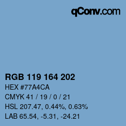 Color code: RGB 119 164 202 | qconv.com