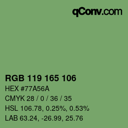 Color code: RGB 119 165 106 | qconv.com