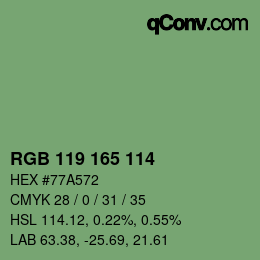 Color code: RGB 119 165 114 | qconv.com