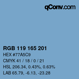 Color code: RGB 119 165 201 | qconv.com