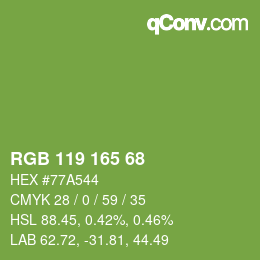 カラーコード: RGB 119 165 68 | qconv.com