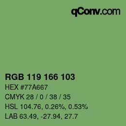 Color code: RGB 119 166 103 | qconv.com