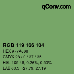 Color code: RGB 119 166 104 | qconv.com