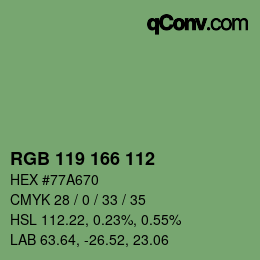 カラーコード: RGB 119 166 112 | qconv.com