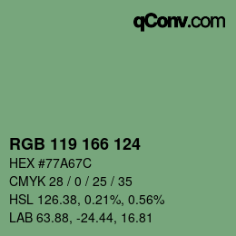 Código de color: RGB 119 166 124 | qconv.com