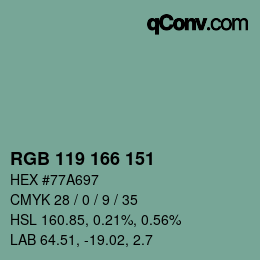 Farbcode: RGB 119 166 151 | qconv.com