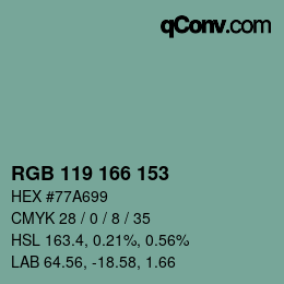 Farbcode: RGB 119 166 153 | qconv.com