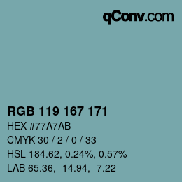 Color code: RGB 119 167 171 | qconv.com