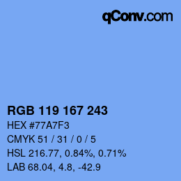 Farbcode: RGB 119 167 243 | qconv.com